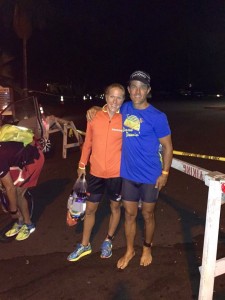 "race morning - pre race pic with my training buddy, Mike Malfer"